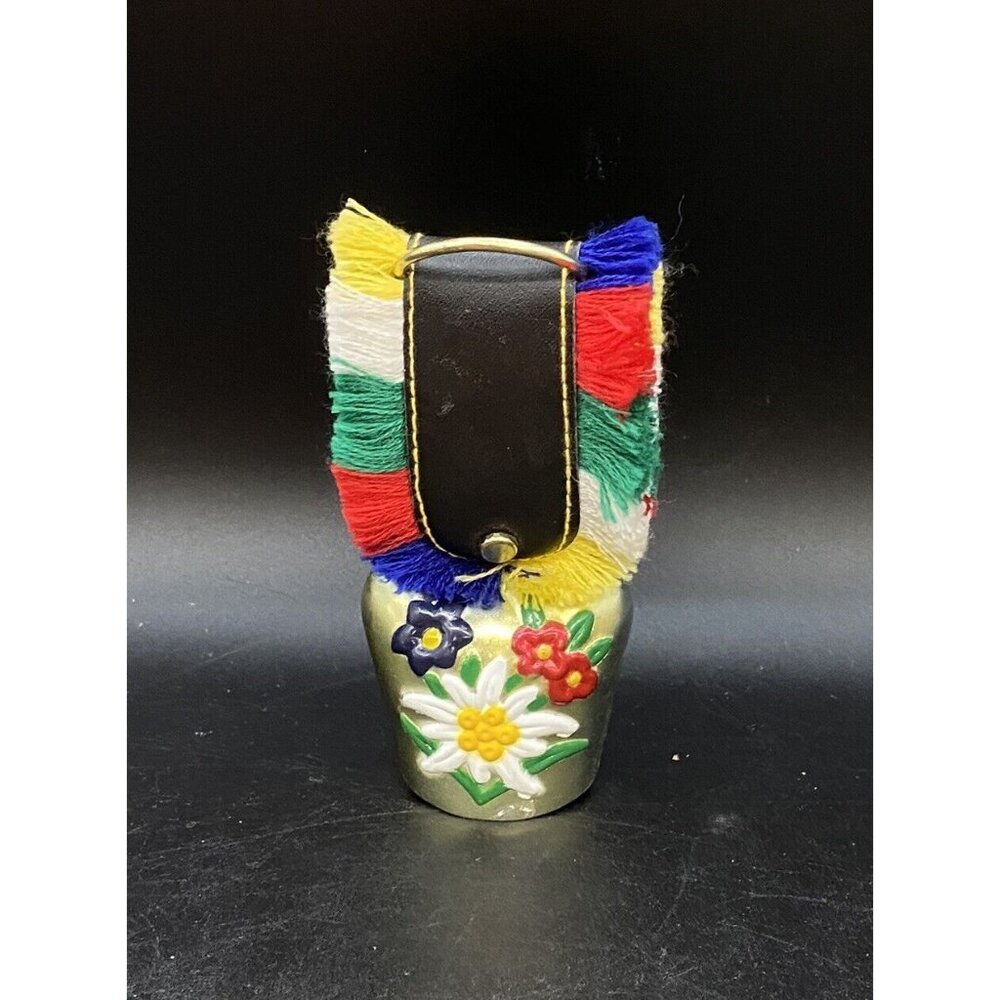 Switzerland Mini Cow Bell Strap Brass Bell Flowers African Violet